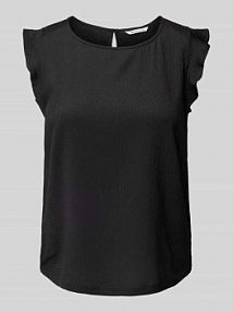 Top z rękawami z falbaną Tom Tailor Denim czarny damski EAN 1041451