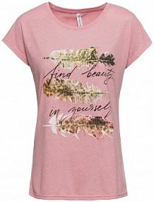 T-shirt z brokatowym nadrukiem  damski Bonprix