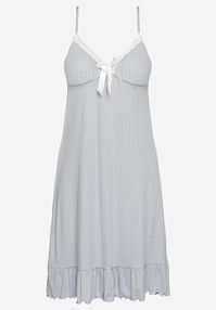 Szara koszula nocna z Satynową Kokardką i Falbanką na Dole Proscen Born2Be