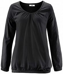 Bluzka bawełniana z czystej bawełny z długim rękawem i gumką  damski Bonprix