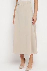 Jasnobeżowa Gładka spódnica maxi z Gumką w Pasie i Klamrą Orirsa Born2Be