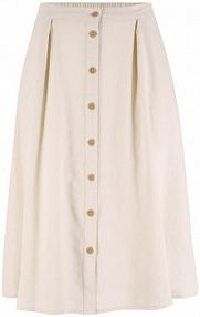 Spódnica lniana midi z plisą guzikową  Bonprix