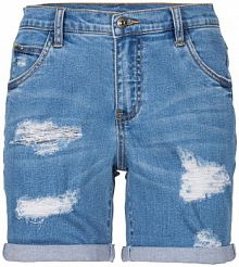 Szorty dżinsowe high waist, destroyed  Bonprix