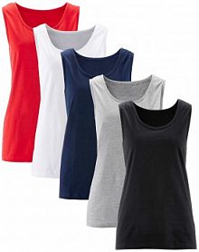 Długi top z czystej bawełny (5 sztuk)  damski Bonprix