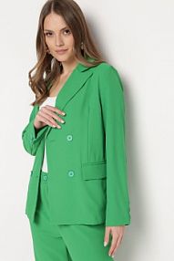 Zielona Wiskozowa Marynarka Dwurzędowa z Kieszeniami Aldenka sophyline paris