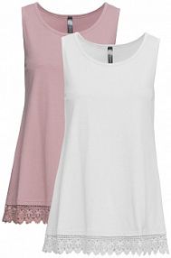 Top z koronką (2 szt.)  damski Bonprix