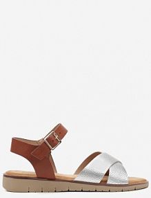 Srebrne Klasyczne sandały na Płaskiej Podeszwie ze Sprzączką Kladia Renee damskie