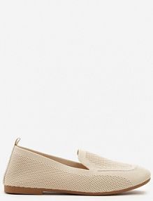 Beżowe Casualowe mokasyny na Płaskiej Podeszwie Ozdobione Perforacją Klanesha Renee damskie