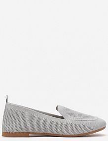 Szare Casualowe mokasyny na Płaskiej Podeszwie Ozdobione Perforacją Klanesha Renee damskie