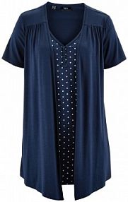 Shirt 2 w 1 z dekoltem w serek, krótki rękaw  damski Bonprix