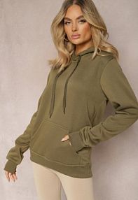 Ciemnozielona Klasyczna bluza z kapturem ze Ściągaczem Mozartia Renee damska