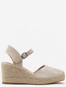 Srebrne sandały na Plecionym Koturnie w Stylu Espadryli z Noskiem z Ekoskóry Beonira Renee