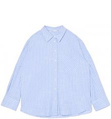 Błękitna koszula oversize w paski Cropp niebieska damska