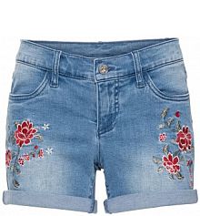Szorty dżinsowe z haftem  Bonprix