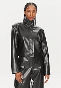Kurtka skórzana Calvin Klein czarna damska 