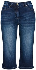 Dżinsowe bermudy z wygodnym paskiem, mid waist  damskie Bonprix