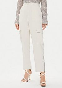 Spodnie eleganckie Karen by Simonsen beżowe damskie Materiałowe