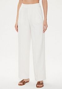 Spodnie eleganckie United Colors Of Benetton kremowe damskie Materiałowe 4KCMDF06H Écru Relaxed Fit