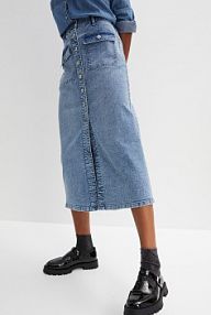Spódnica dżinsowa z naszywanymi kieszeniami  Bonprix