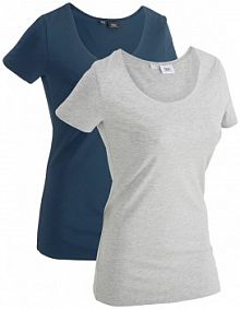 Długi shirt z napisem (2 szt.)  damski Bonprix