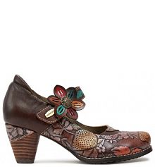 Półbuty na obcasie Laura Vita brązowe