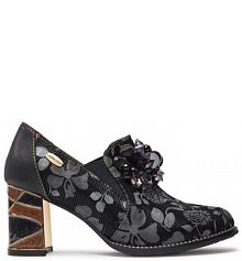 Półbuty na obcasie Laura Vita czarne