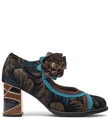 Półbuty na obcasie Laura Vita niebieskie