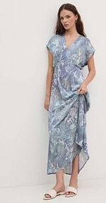 Sukienka maxi Sandro Ferrone  niebieska SFS32XBDMORIS