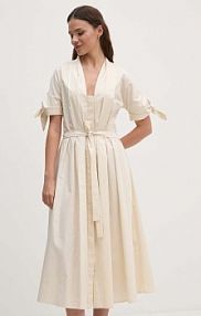 Sukienka midi Sandro Ferrone  beżowa SFS31XBDSAVON