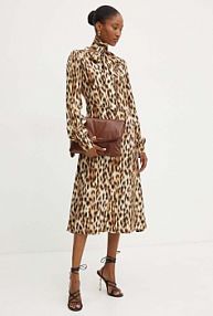 Sukienka midi Silvian Heach  brązowa GPA24281VE