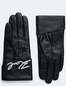 Rękawiczki skórzane Karl Lagerfeld  czarne 246W3608