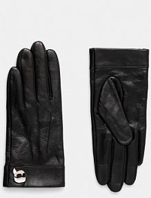 Rękawiczki skórzane Karl Lagerfeld  czarne 246W3607