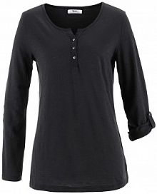 Bluzka z plisą guzikową z czystej bawełny organicznej  Bonprix