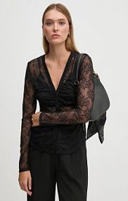 Koszula z długim rękawem Sisley  czarna 59IWLQ07O