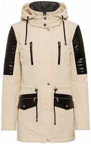 Kurtka parka z wstawkami ze sztucznej skóry  Bonprix