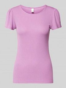 T-shirt z okrągłym dekoltem QS fioletowy damski EAN 2147383