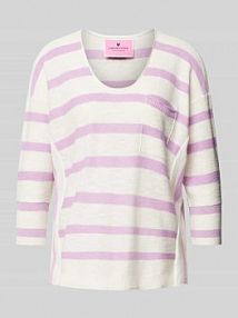 Sweter z dzianiny z dekoltem w łódkę model Tahia Lieblingsstück fioletowy damski EAN 24040000