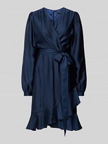 Sukienka koktajlowa o długości do kolan w stylu kopertowym Swing niebieska EAN 5AG06500