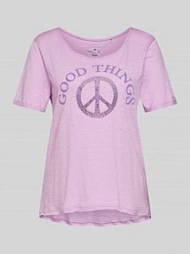 T-shirt z nadrukiem z napisem model Charlina Lieblingsstück fioletowy damski EAN TS 1/2 Peace