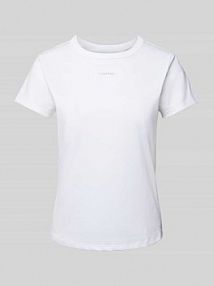 T-shirt z detalem z logo Calvin Klein Womenswear biały damski EAN SH ON SLIM LOGO