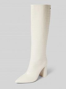 Kozaki skórzane z fakturowanym wzorem Marc Cain Bags & Shoes białe damskie EAN XC SA.02 L15