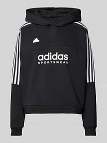 Bluza z kapturem i nadrukiem z logo model TIRO ADIDAS SPORTSWEAR czarna damska EAN HD 3S Chestprint