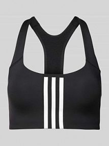 Biustonosz sportowy z charakterystycznymi dla marki paskami adidas Sportswear czarny EAN IQ3369