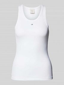 Top z okrągłym dekoltem Calvin Klein Womenswear biały damski EAN TOP TANK RIPP LO