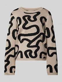 Sweter z dzianiny z okrągłym dekoltem model Ani FREE/QUENT szary damski EAN 204496