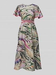 Długa sukienka taliowana z zamkiem błyskawicznym Swing zielona EAN 5AE27931