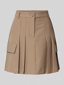 Spódnica mini z kontrafałdami model 'PLERA' YAS brązowa EAN Cargo Falten Min