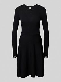 Sukienka mini z obszyciem koronką model BECCO YAS czarna EAN Knit Lacesleeve