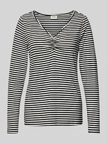 Bluzka z długim rękawem, prążkowanym dekoltem w serek model mona Fransa czarna damska EAN 20614507