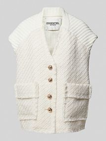 Kamizelka z dzianiny z kieszeniami z patką Essentiel Antwerp biała damska EAN Geologic